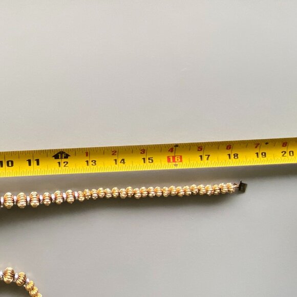 VTG Gold Tone Ribbed Ball Necklace & Bracelet - Picture 15 of 15
